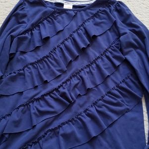 Long sleeve blue ruffle blouse